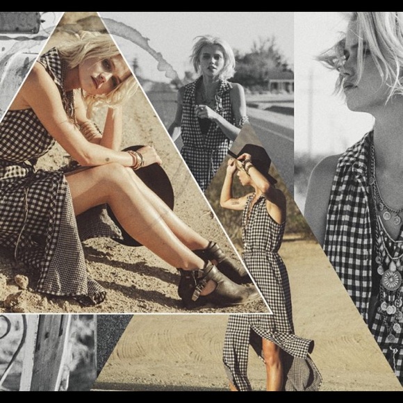 NWT MAXI  by white crow, leather tie belt black & taupe check, button up. - Picture 2 of 10